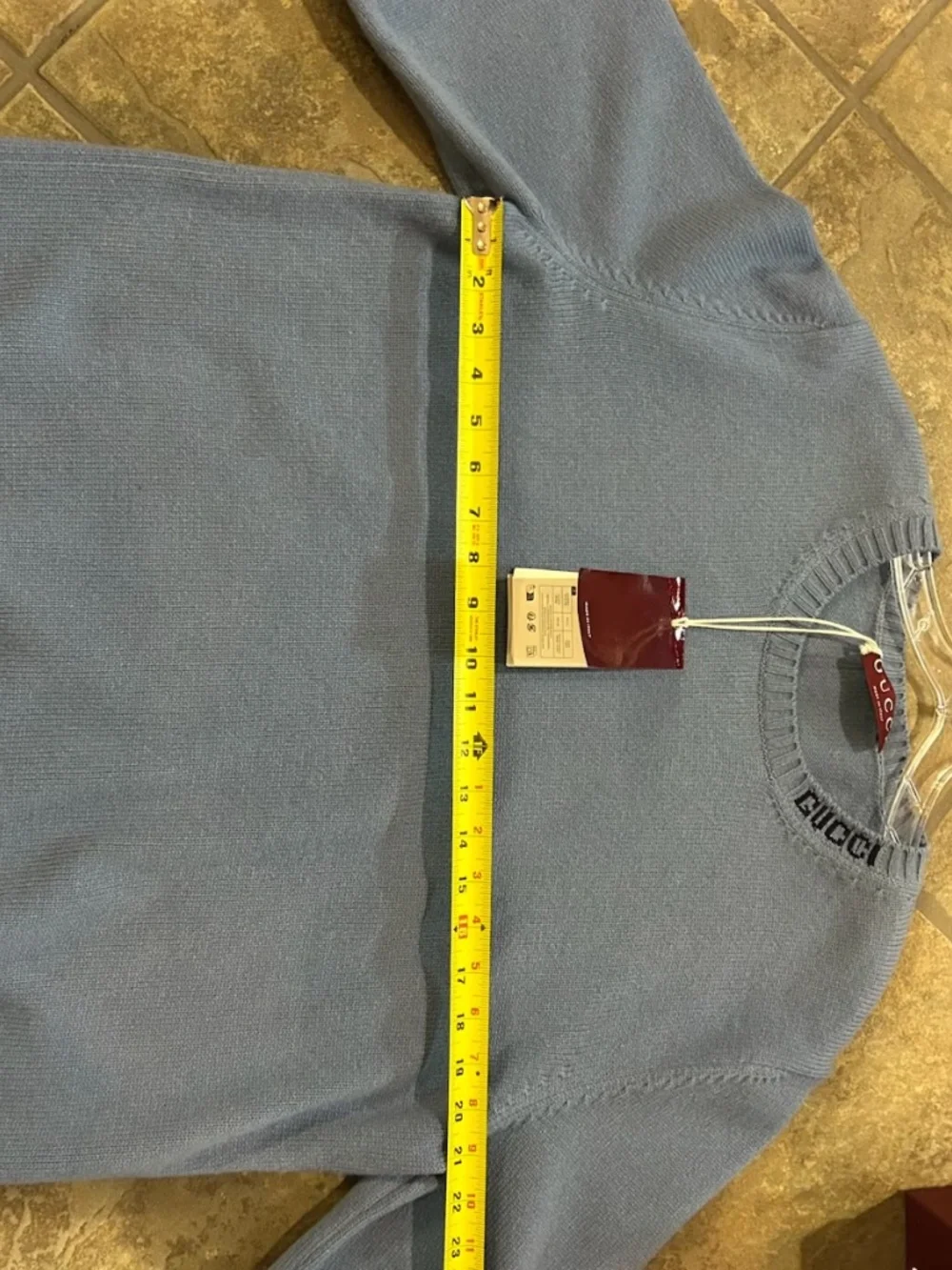 Gucci  Felted Blue Wool Knit Sweater with Intarsia.. Size XXXL.